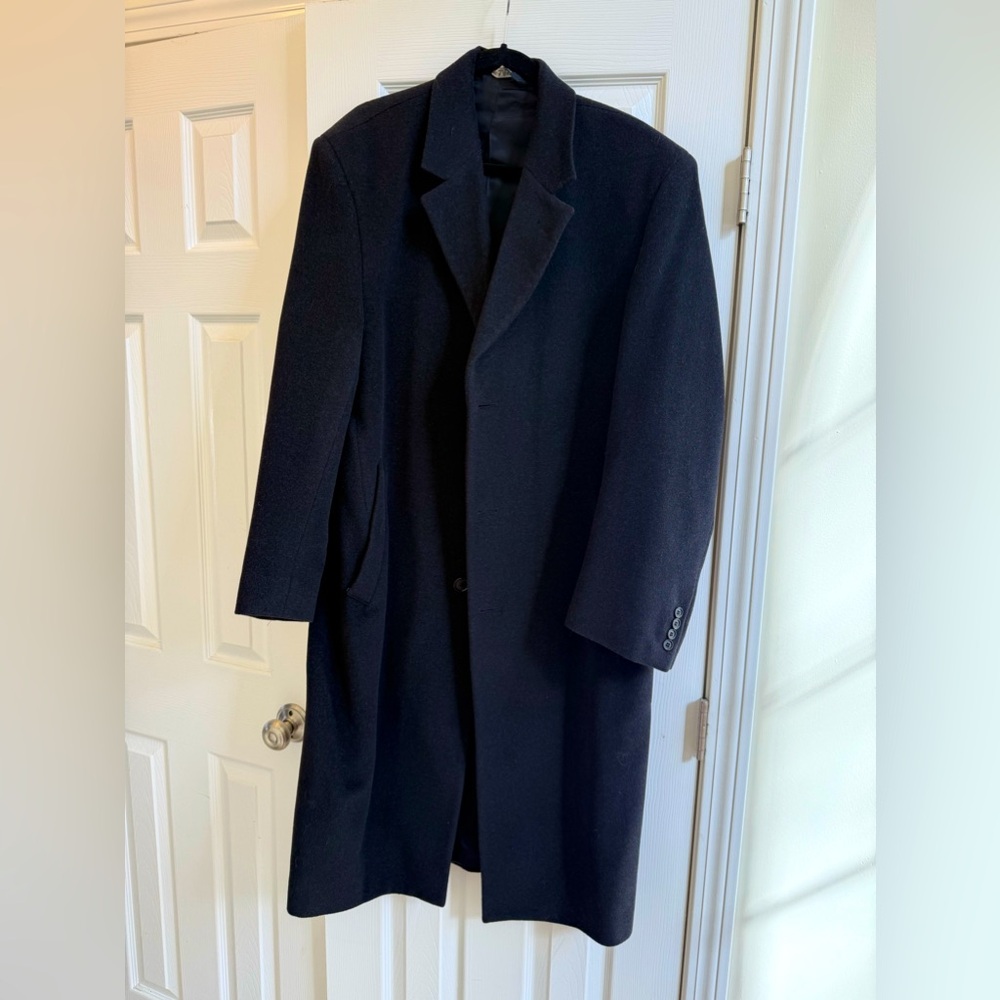 Jos. A. Bank Mens Wool & Cashmere Grey Overcoat Size 40R